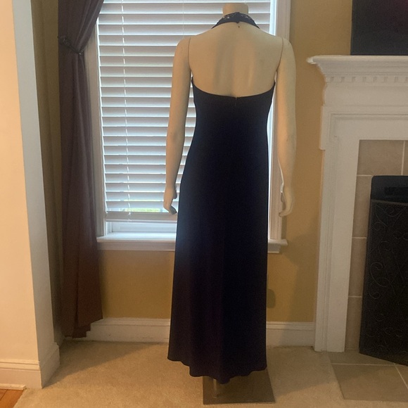 Dusk by Sheila Yen Gorgeous Elegant Navy Blue Formal Prom Halter Gown Dress sz 4 - Picture 3 of 7
